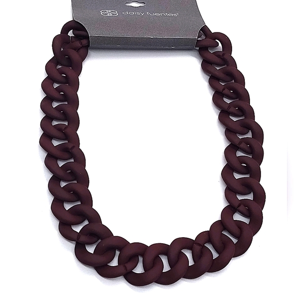 Rare Vintage DAISY FUENTES Resin Chain Link Necklace in Espresso Brown - Picture 1 of 5